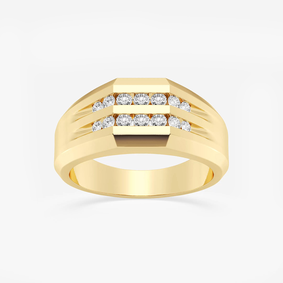 1/2 ctw Round Lab Grown Diamond Men\'s Double Row Channel Set Wedding Band