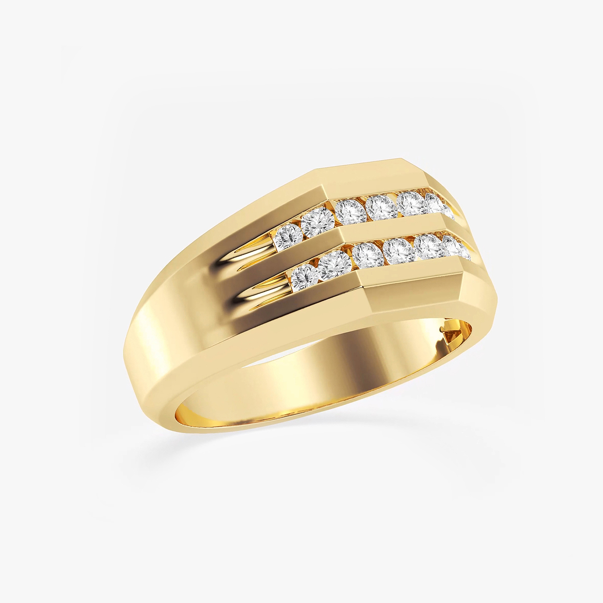 Additional Image 1 for  1/2 ctw Round Lab Grown Diamond Men\'s Double Row Channel Set Wedding Band