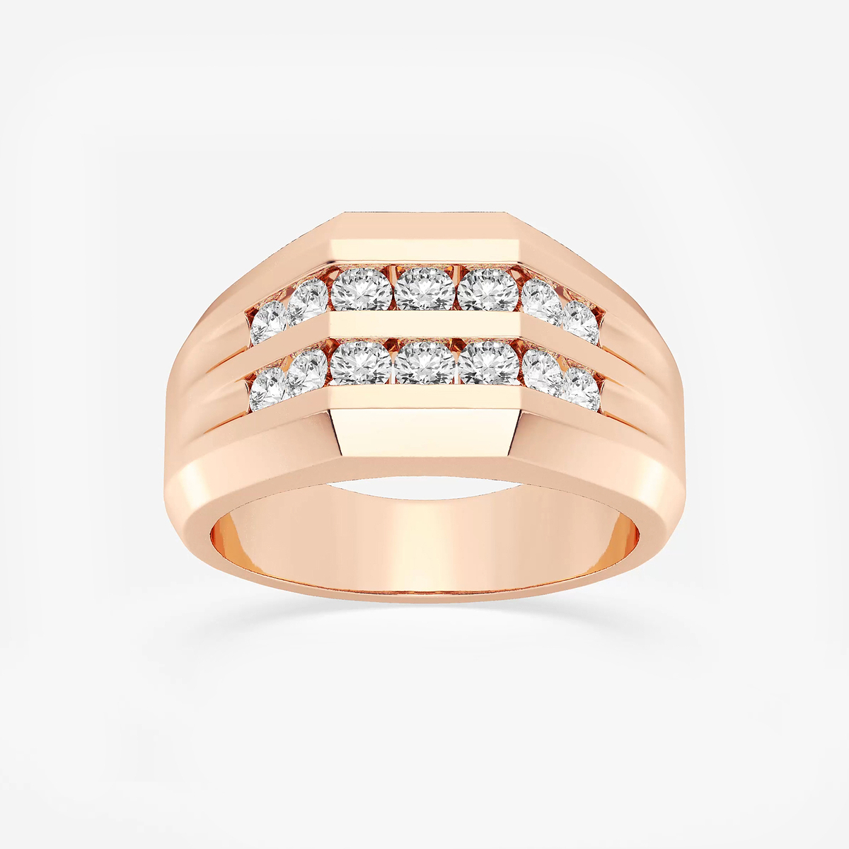 1 ctw Round Lab Grown Diamond Men\'s Double Row Channel Set Wedding Band