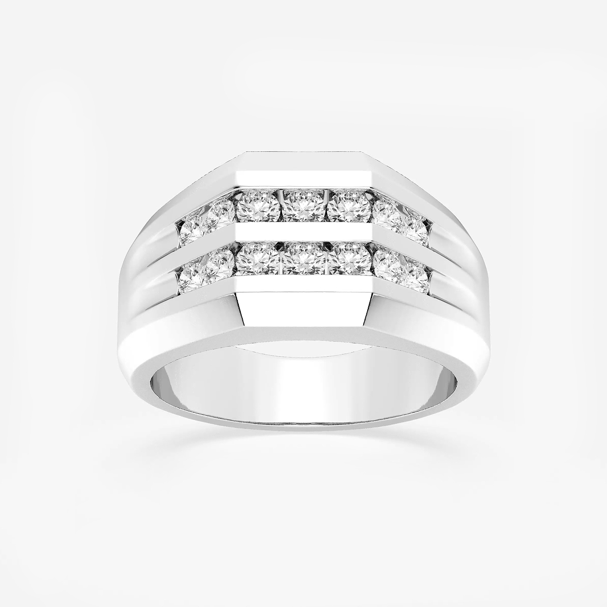 1 ctw Round Lab Grown Diamond Men\'s Double Row Channel Set Wedding Band