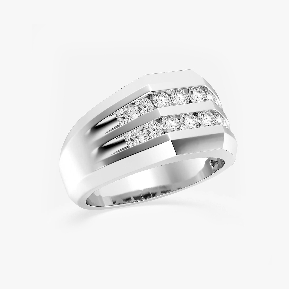 Additional Image 1 for  1 ctw Round Lab Grown Diamond Men\'s Double Row Channel Set Wedding Band