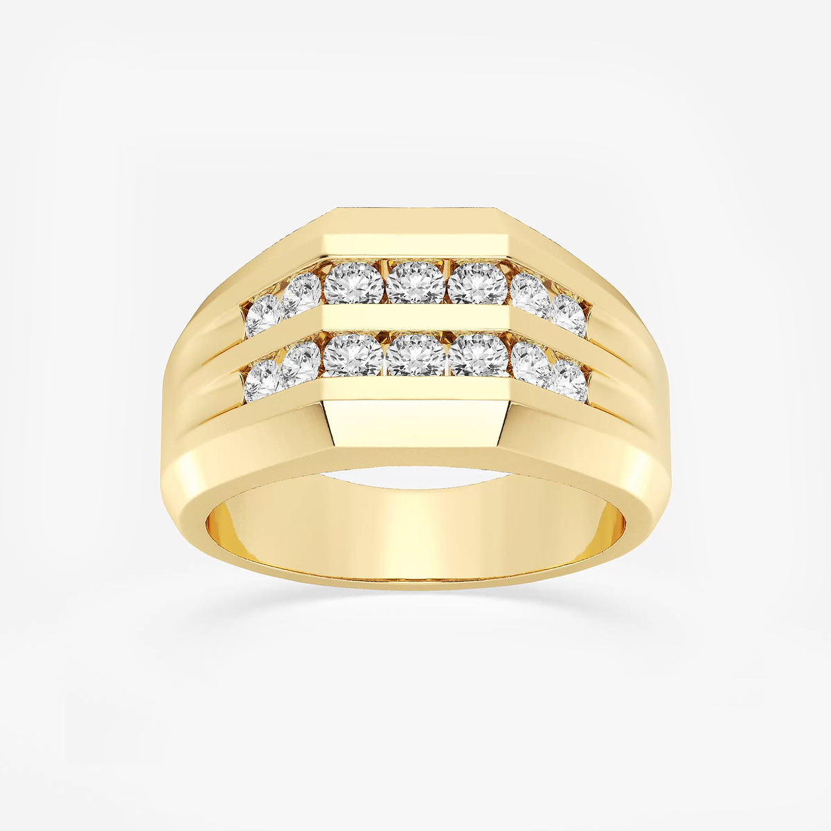 1 ctw Round Lab Grown Diamond Men\'s Double Row Channel Set Wedding Band
