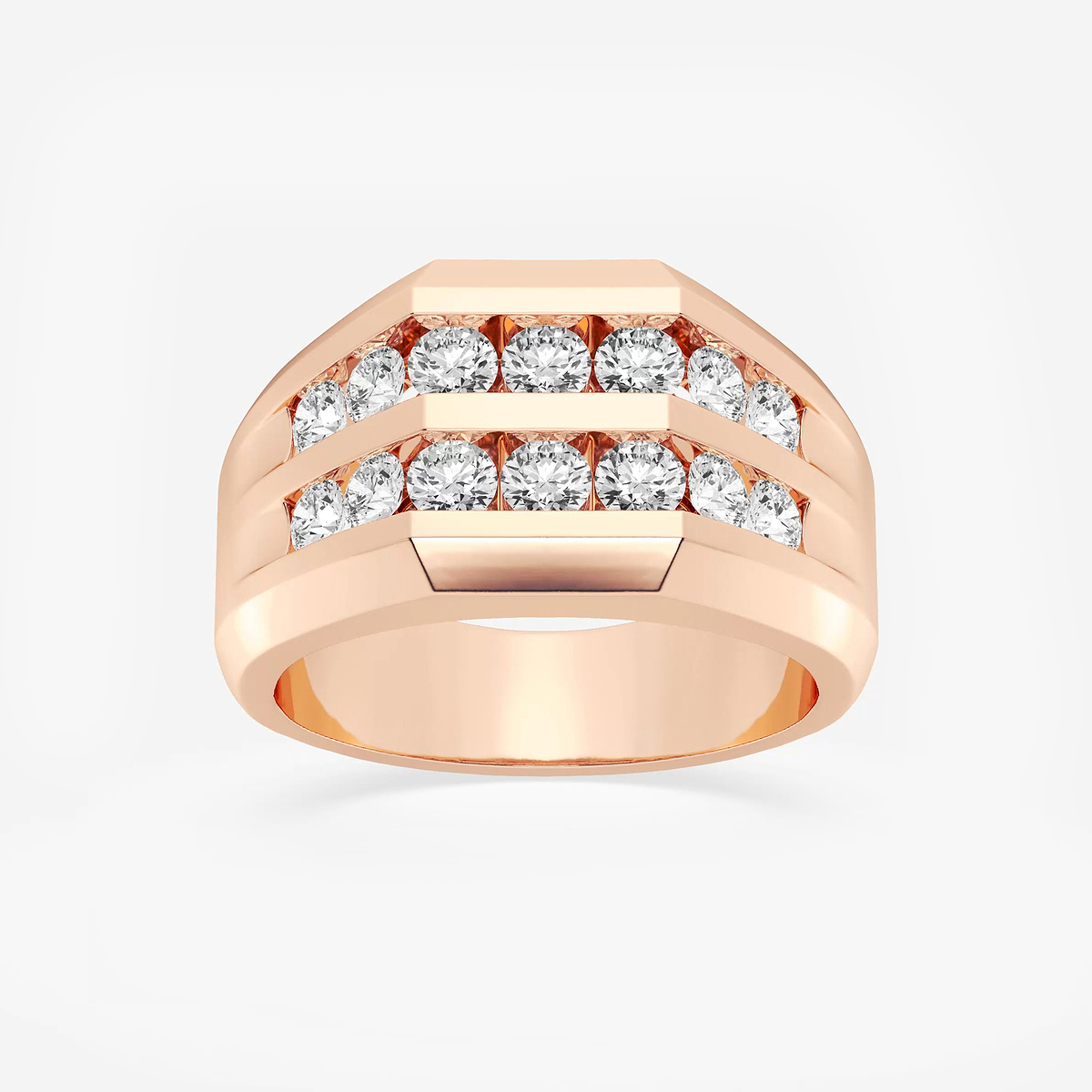 1 1/2 ctw Round Lab Grown Diamond Men\'s Double Row Channel Set Wedding Band