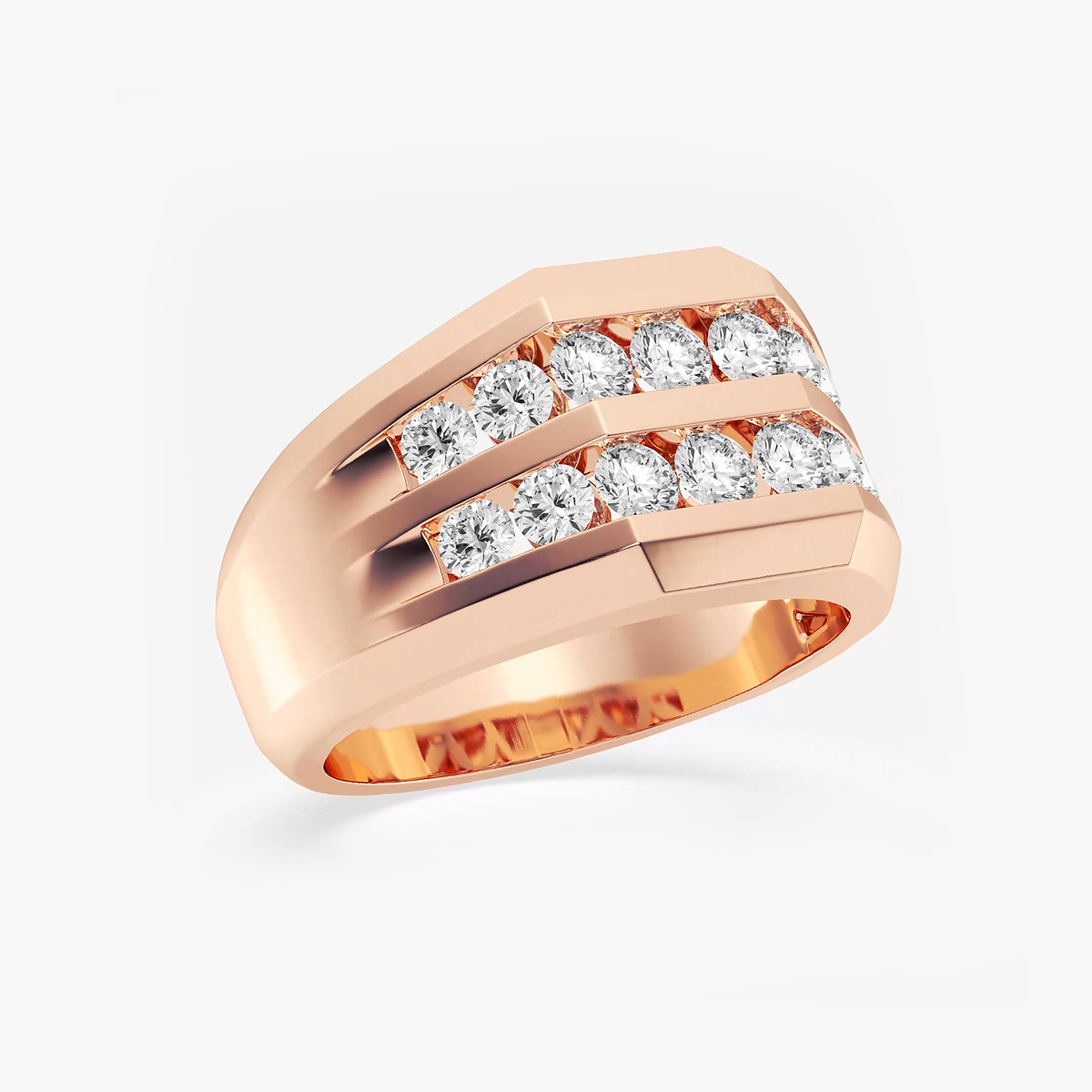 Additional Image 1 for  1 1/2 ctw Round Lab Grown Diamond Men\'s Double Row Channel Set Wedding Band