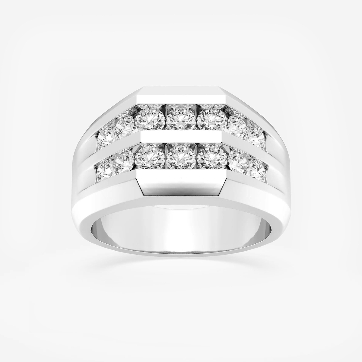1 1/2 ctw Round Lab Grown Diamond Men\'s Double Row Channel Set Wedding Band