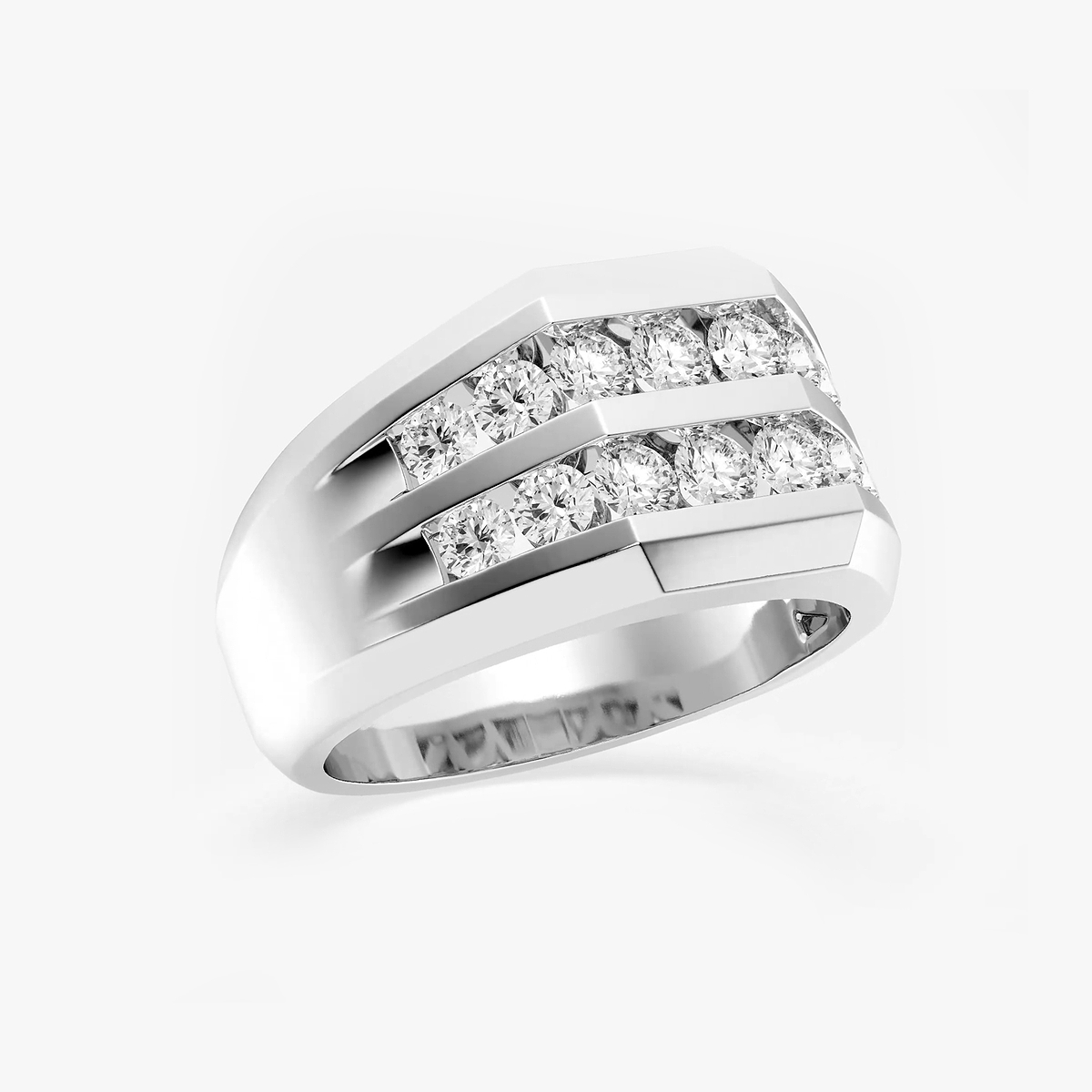 Additional Image 1 for  1 1/2 ctw Round Lab Grown Diamond Men\'s Double Row Channel Set Wedding Band