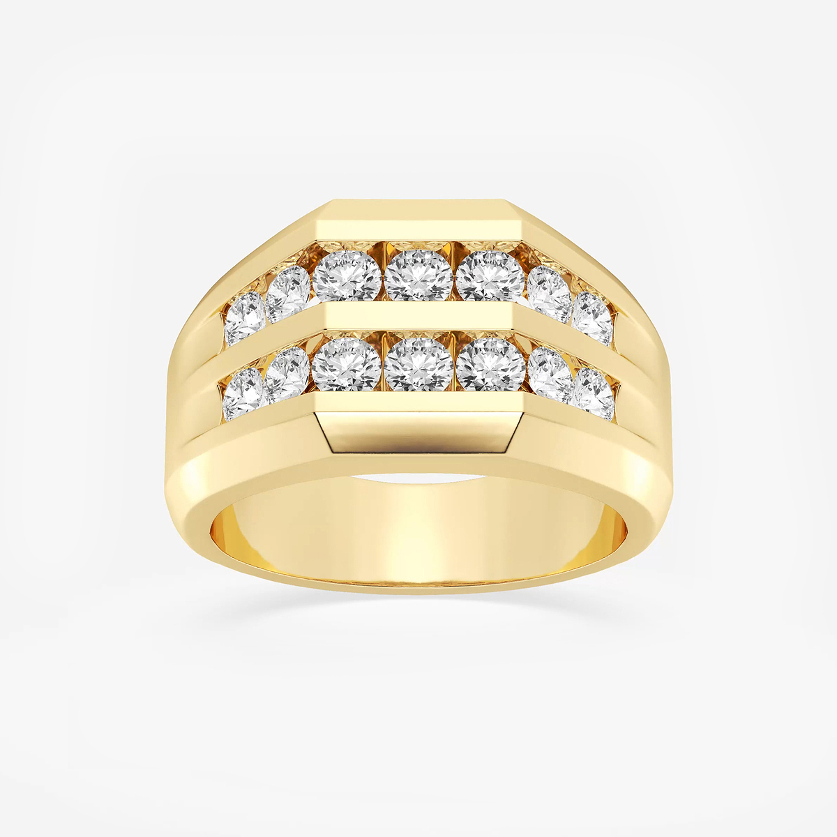 1 1/2 ctw Round Lab Grown Diamond Men\'s Double Row Channel Set Wedding Band
