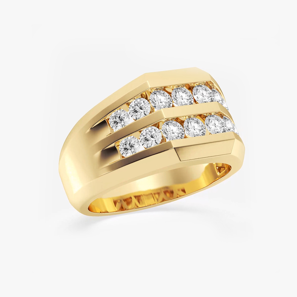 Additional Image 1 for  1 1/2 ctw Round Lab Grown Diamond Men\'s Double Row Channel Set Wedding Band