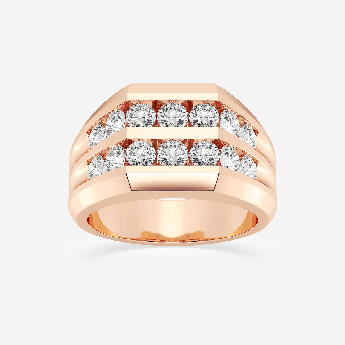 2 ctw Round Lab Grown Diamond Men's Double Row Channel Set Wedding Band