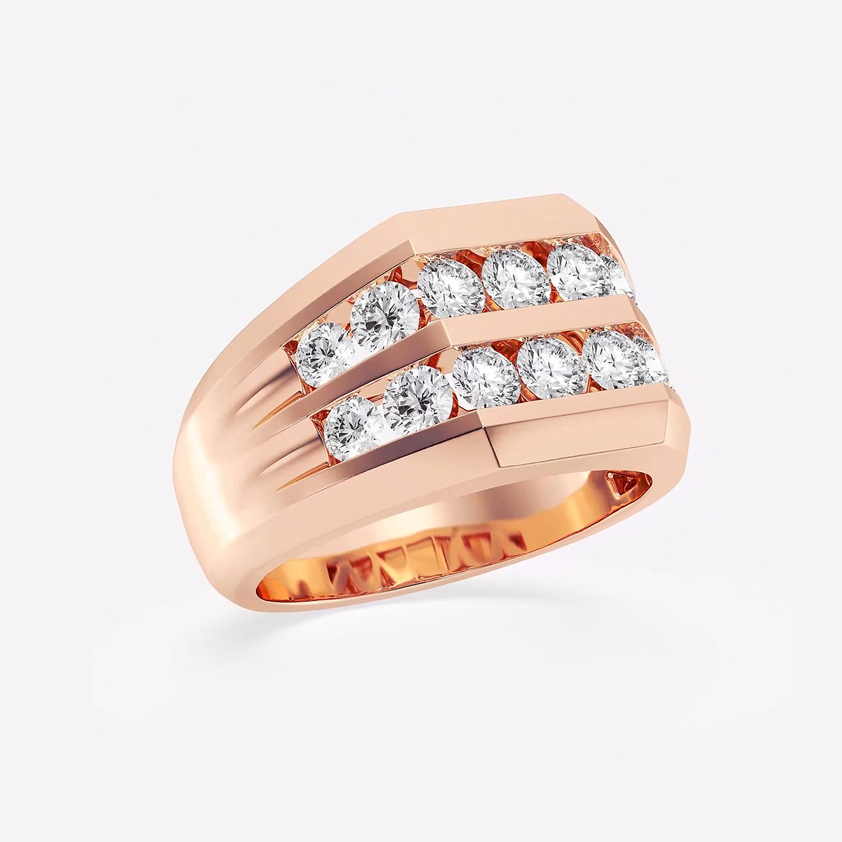 Additional Image 1 for  2 ctw Round Lab Grown Diamond Men's Double Row Channel Set Wedding Band