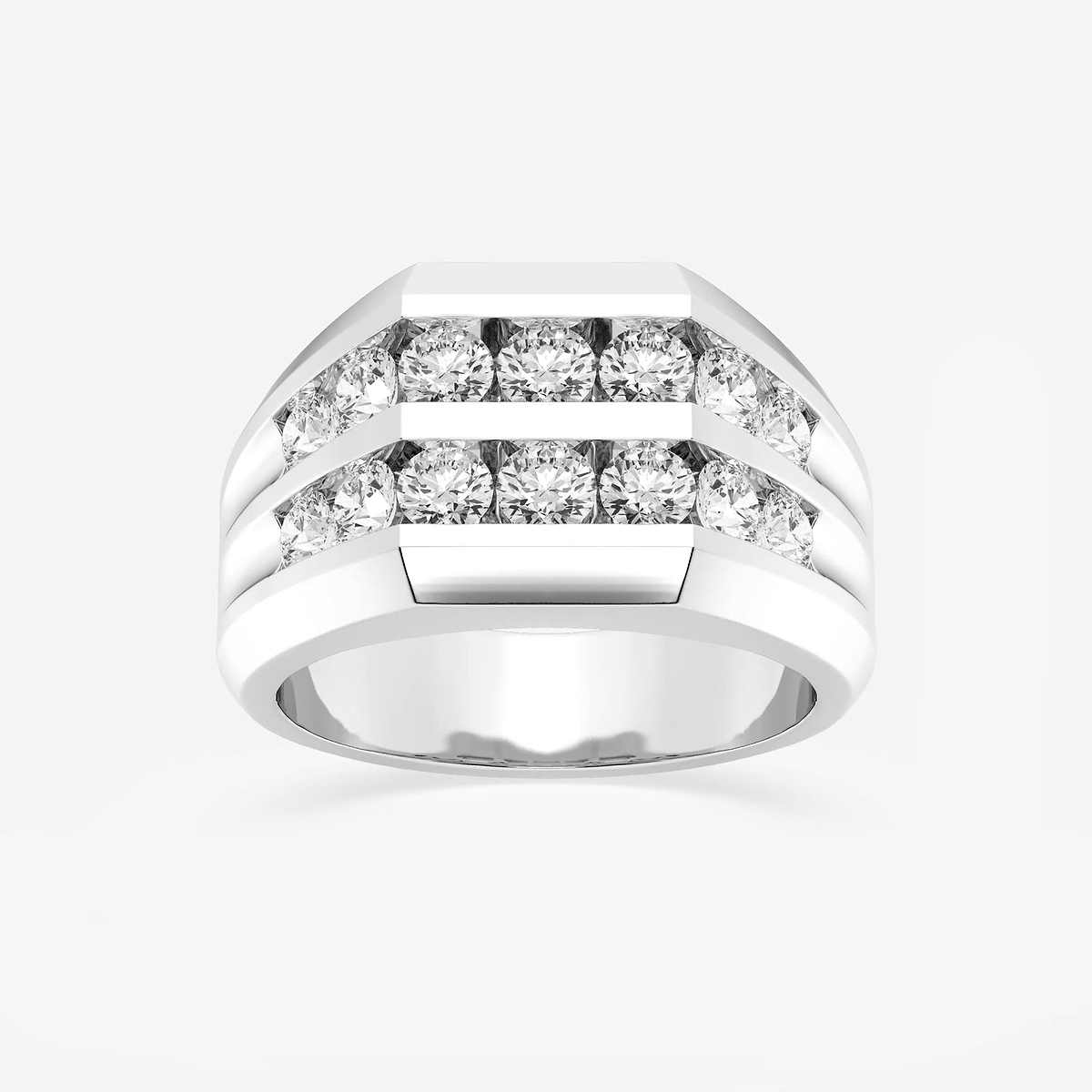 2 ctw Round Lab Grown Diamond Men\'s Double Row Channel Set Wedding Band
