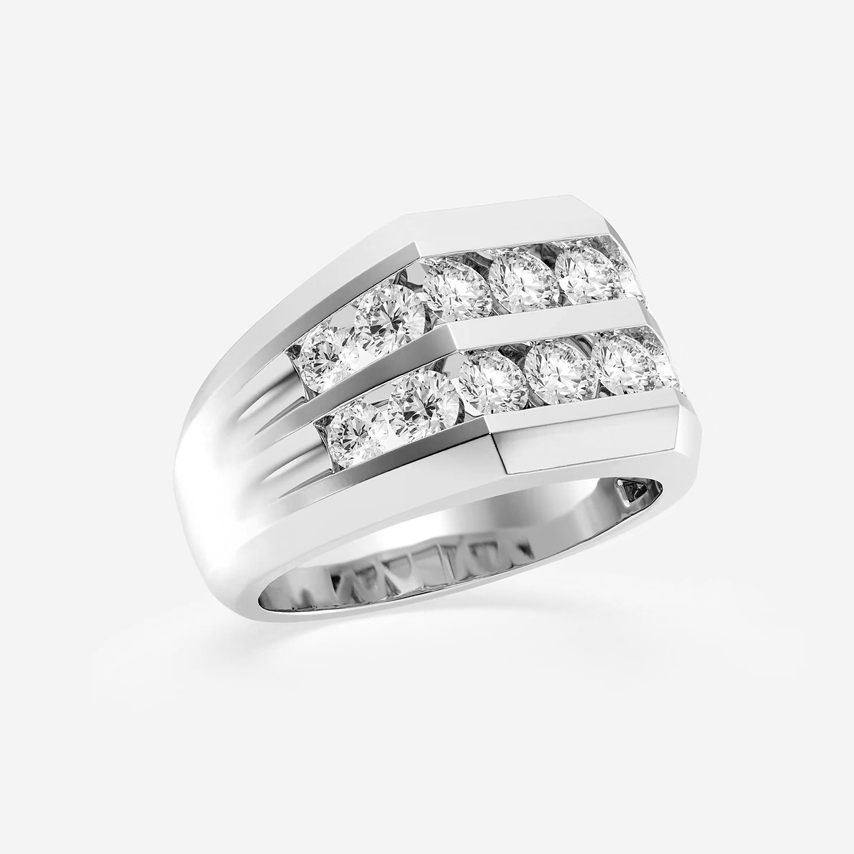 Additional Image 1 for  2 ctw Round Lab Grown Diamond Men\'s Double Row Channel Set Wedding Band