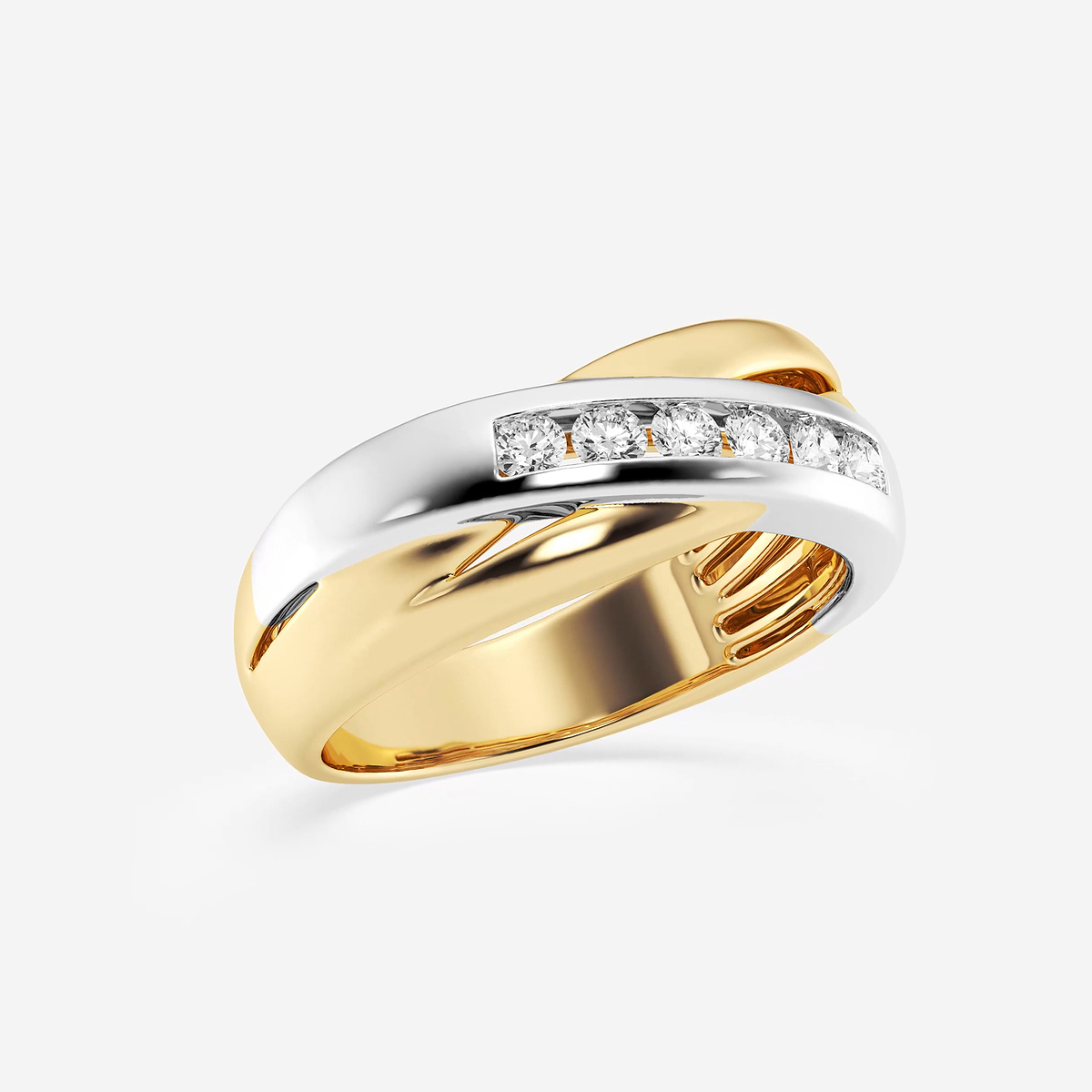 Additional Image 1 for  2/5 ctw Round Lab Grown Diamond Men\'s Crossover Channel Set Wedding Band