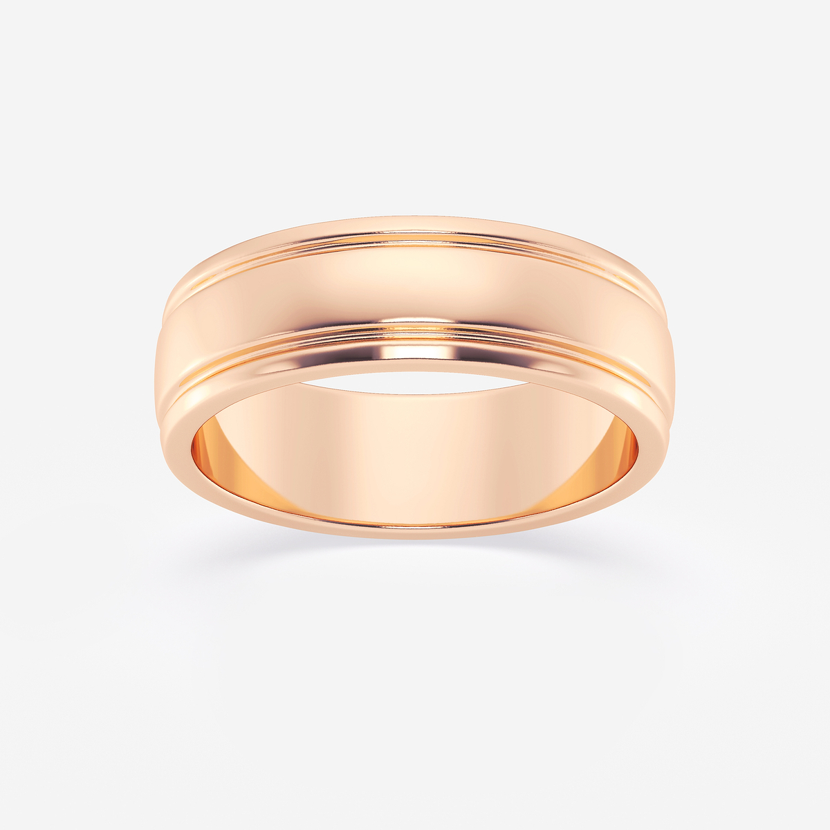 7mm High Polish Inlay Wedding Band 14K Rose Gold