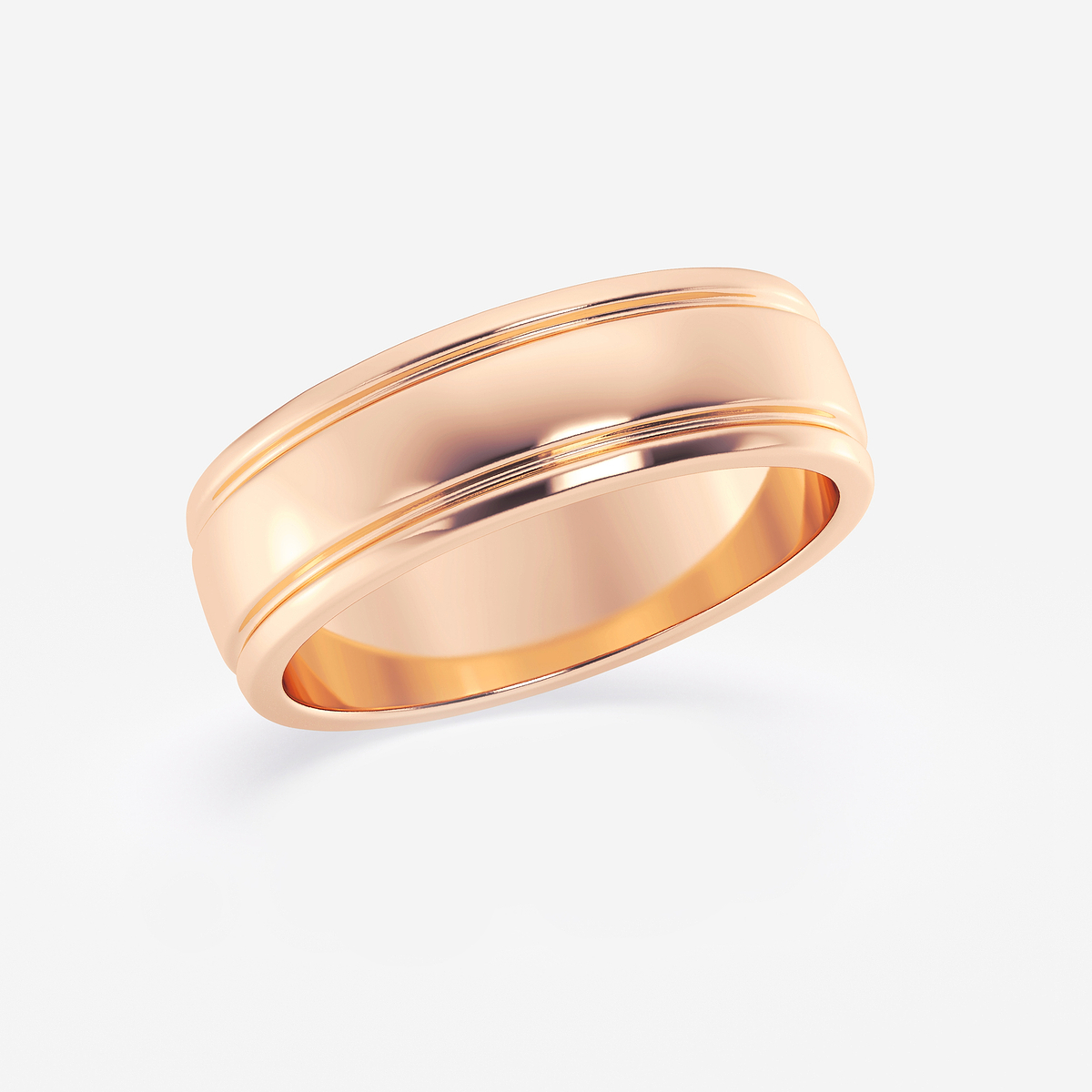 7mm High Polish Inlay Wedding Band 14K Rose Gold
