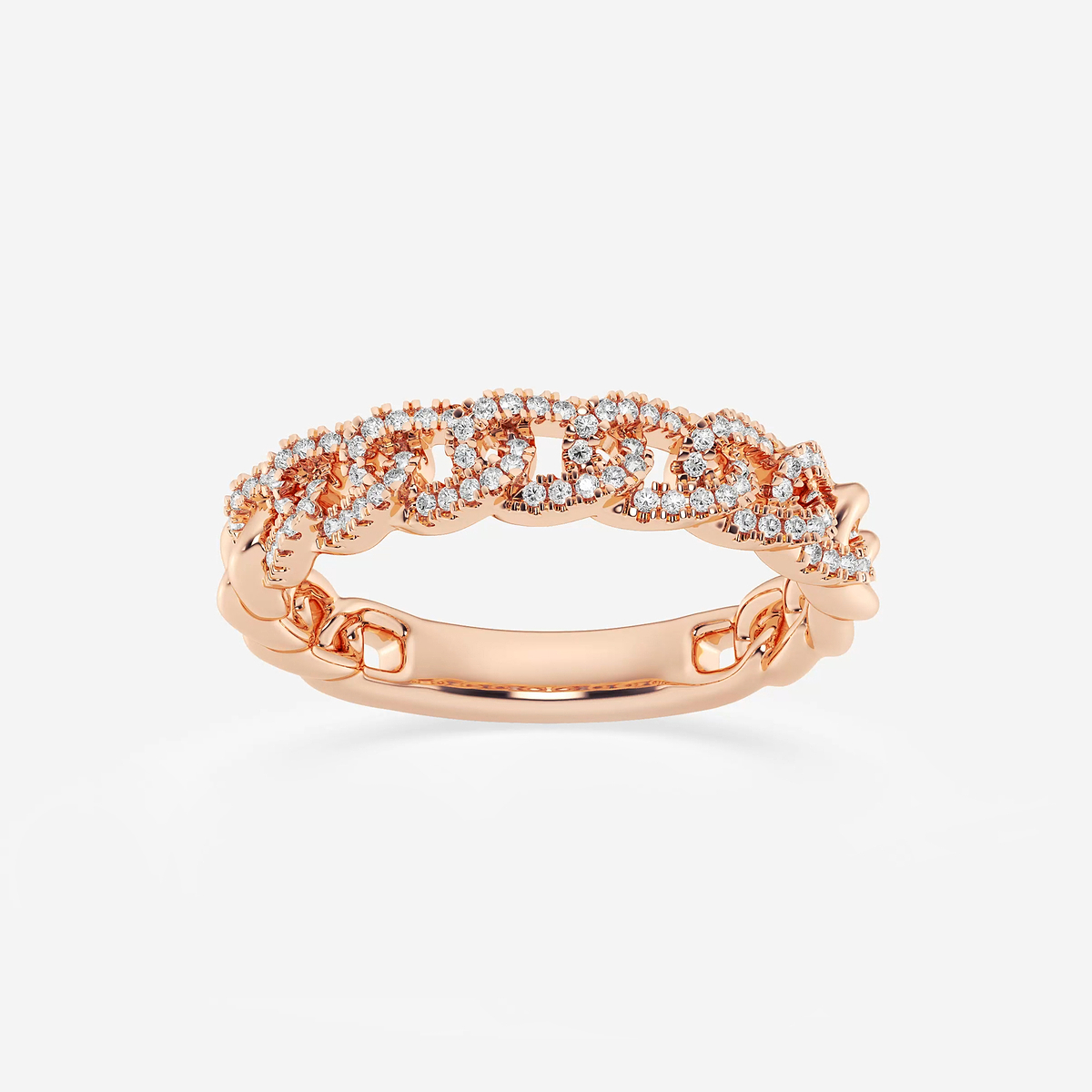 1/4 ctw Round Lab Grown Diamond Curb Link Stackable Ring