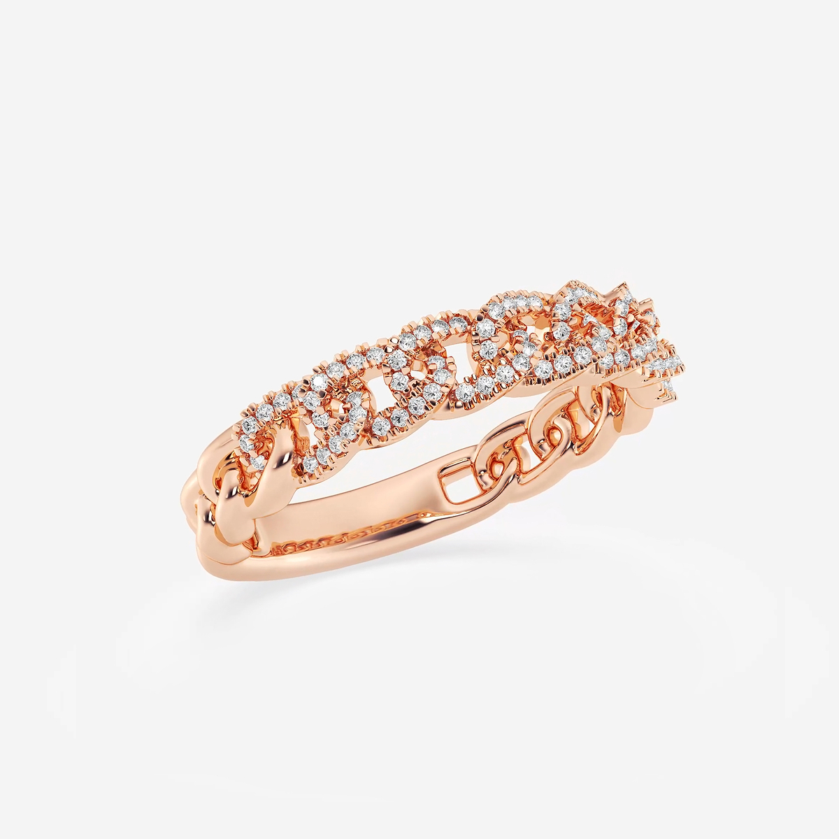 Additional Image 1 for  1/4 ctw Round Lab Grown Diamond Curb Link Stackable Ring