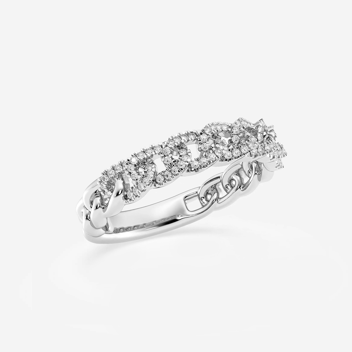 Additional Image 1 for  1/4 ctw Round Lab Grown Diamond Curb Link Stackable Ring