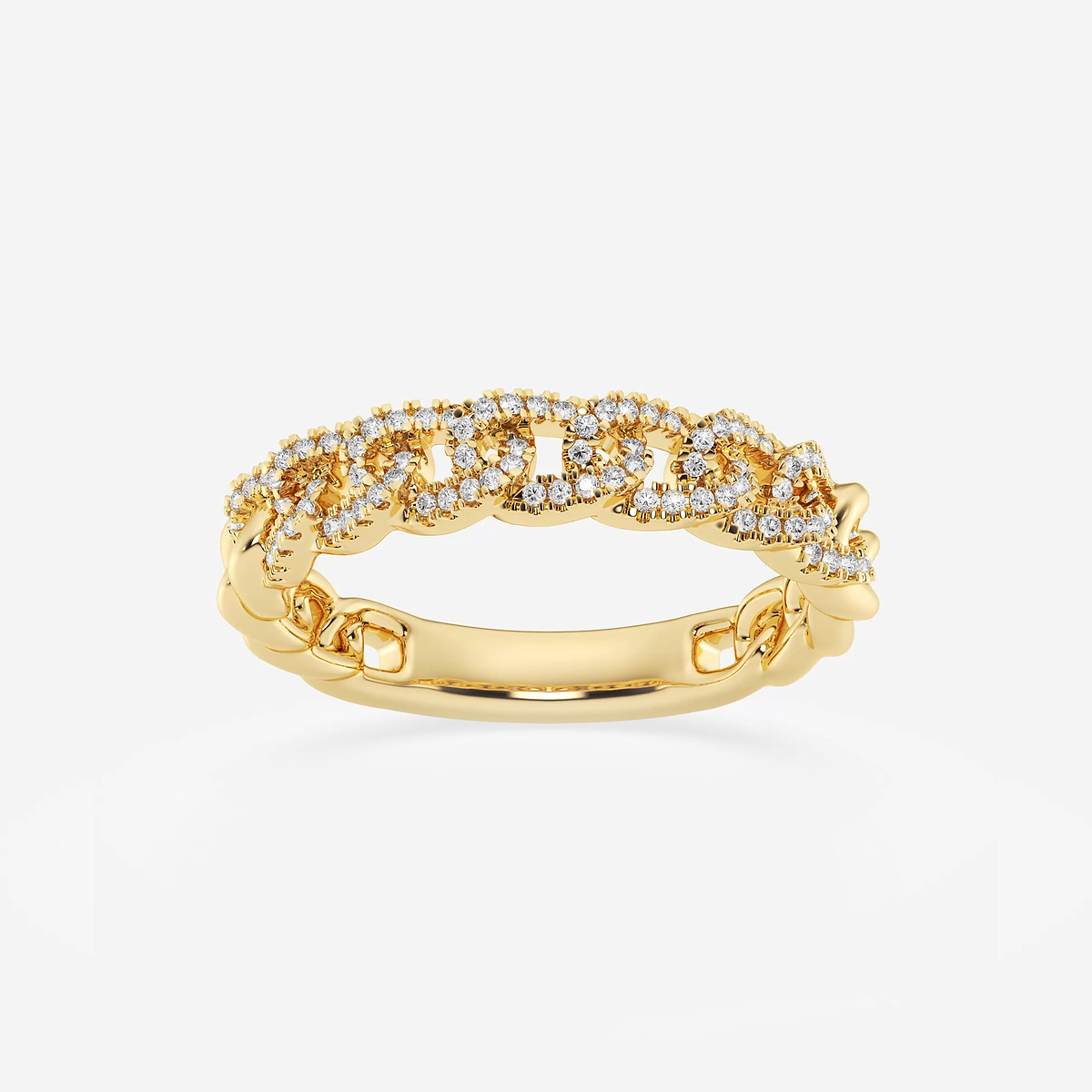 1/4 ctw Round Lab Grown Diamond Curb Link Stackable Ring