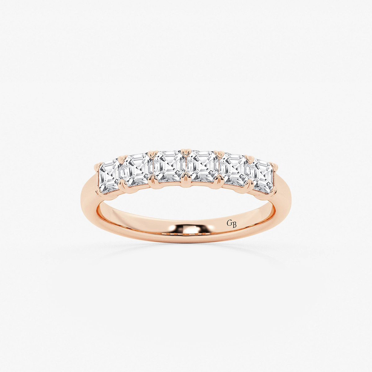 1 ctw Asscher Lab Grown Diamond Six Stone Anniversary Band