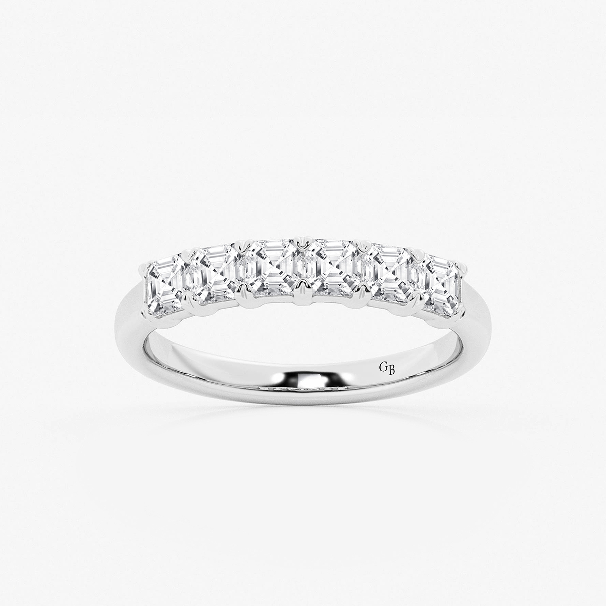 1 ctw Asscher Lab Grown Diamond Six Stone Anniversary Band