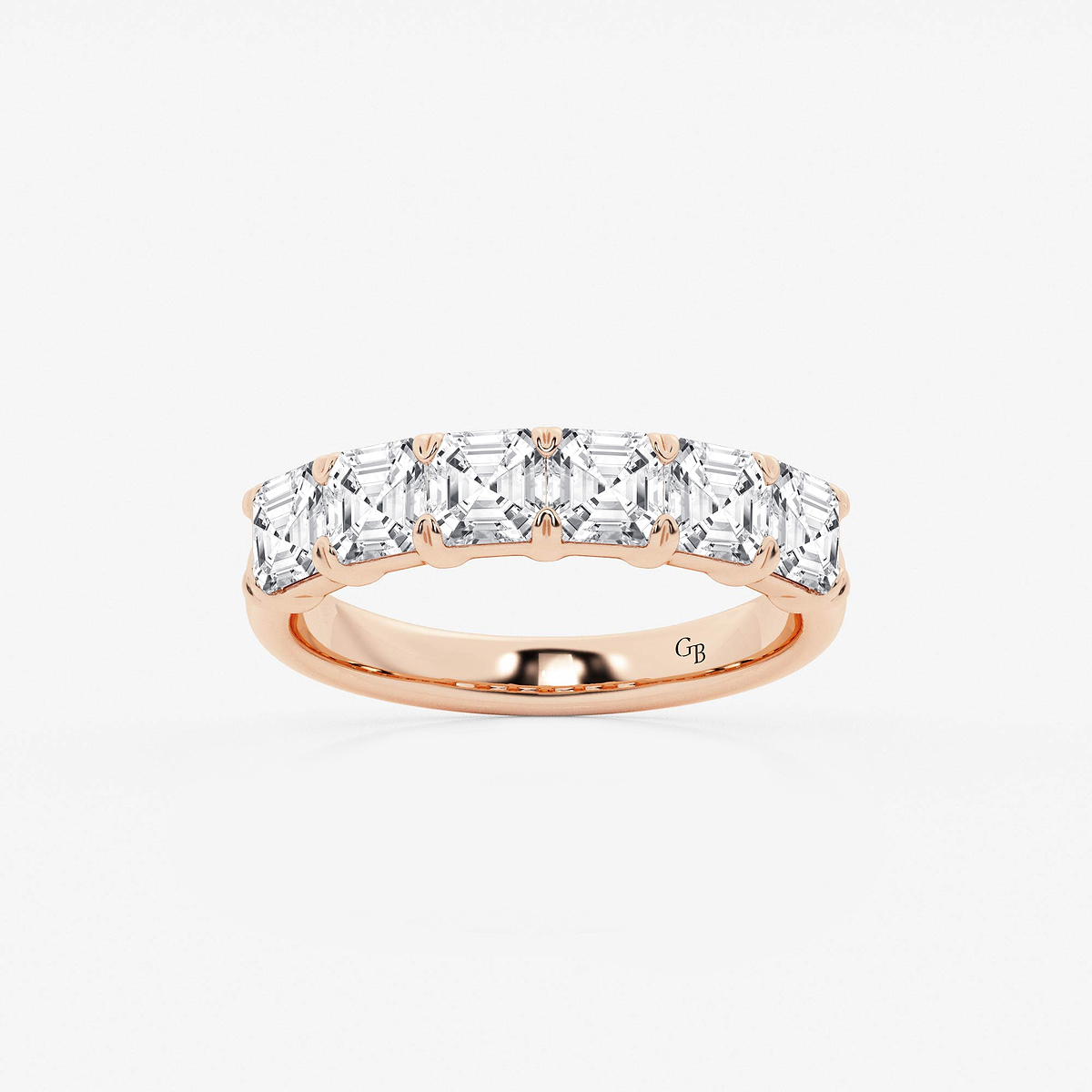 2 ctw Asscher Lab Grown Diamond Six Stone Anniversary Band