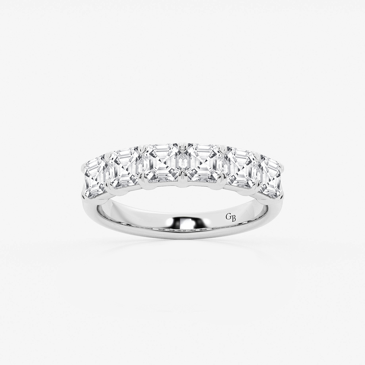 2 ctw Asscher Lab Grown Diamond Six Stone Anniversary Band