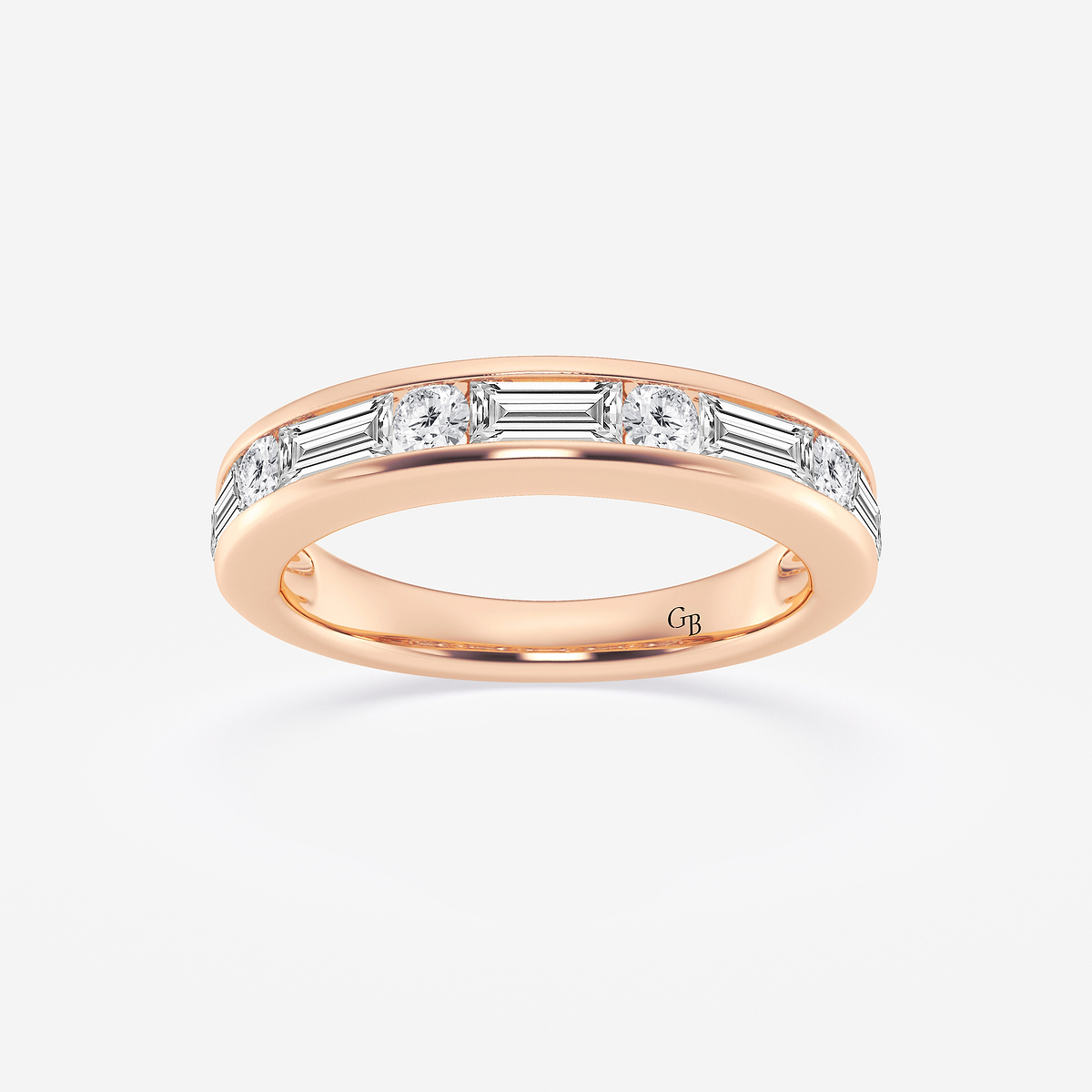 1 ctw Round and Baguette Lab Grown Diamond Alternating Nine Stone Anniversary Band
