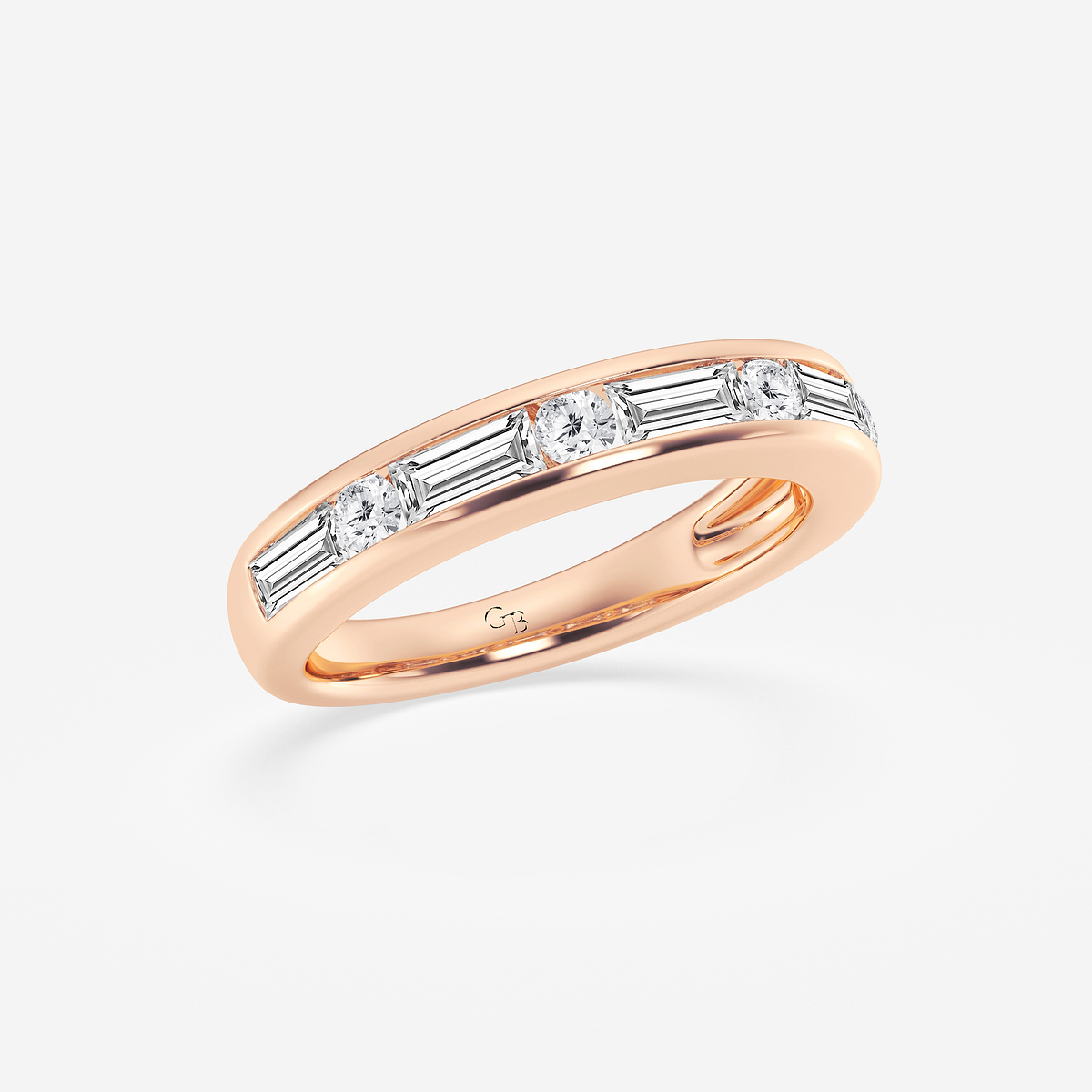 Additional Image 1 for  1 ctw Round and Baguette Lab Grown Diamond Alternating Nine Stone Anniversary Band