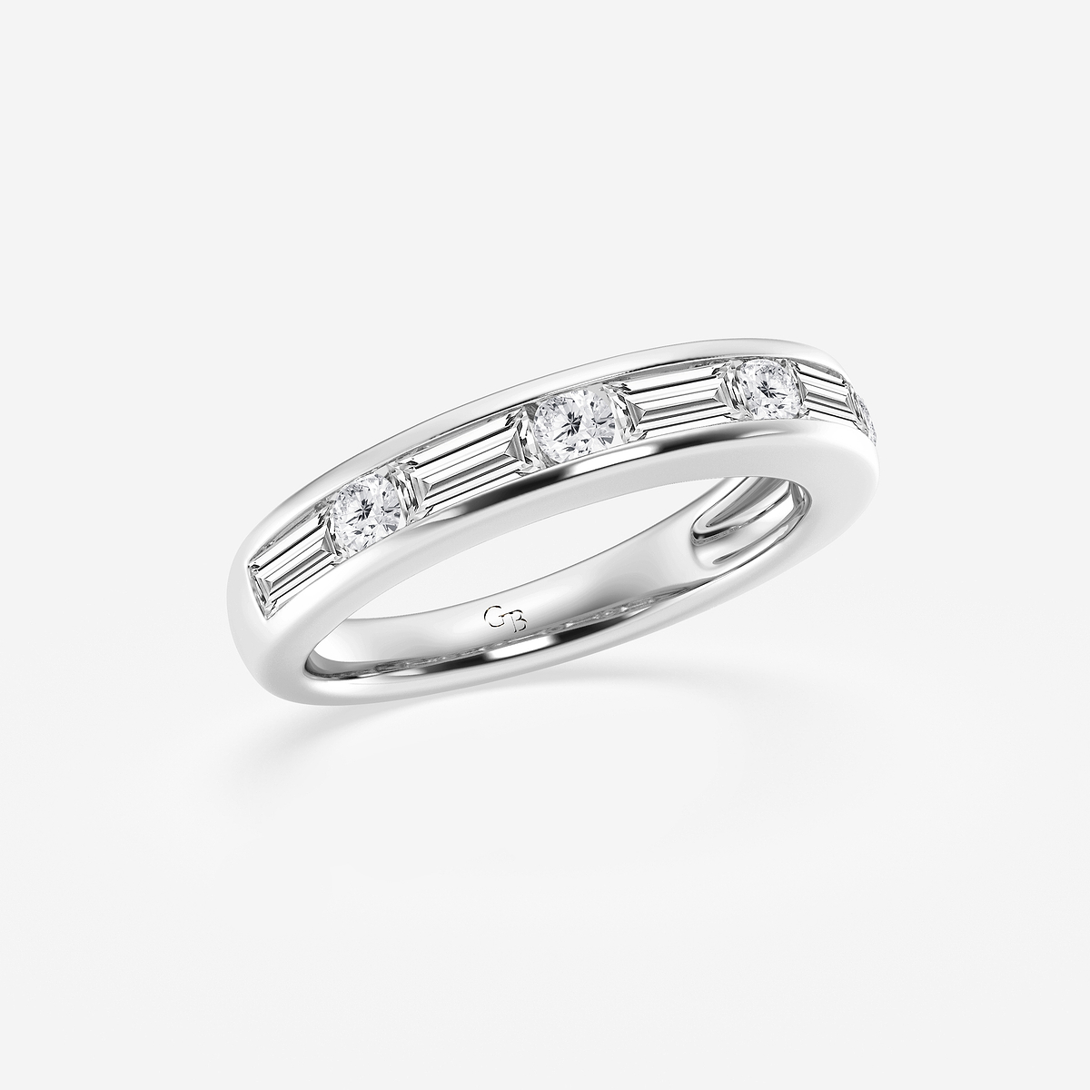Additional Image 1 for  1 ctw Round and Baguette Lab Grown Diamond Alternating Nine Stone Anniversary Band