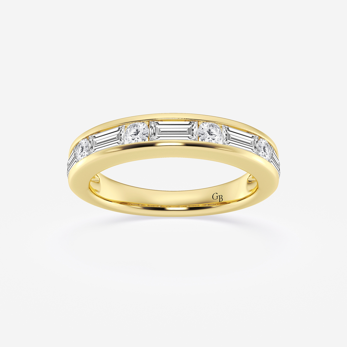 1 ctw Round and Baguette Lab Grown Diamond Alternating Nine Stone Anniversary Band