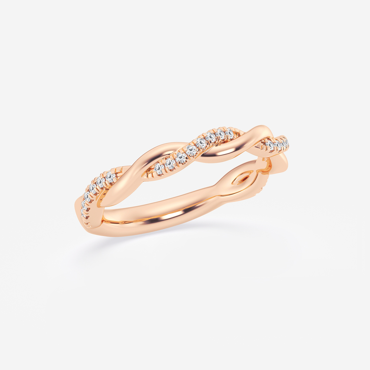 Additional Image 1 for  1/8 ctw Round Lab Grown Diamond Twist Wedding Band