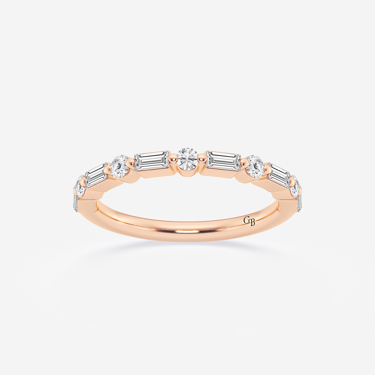1/2 ctw Round and Baguette Lab Grown Diamond Eleven Stone Wedding Band