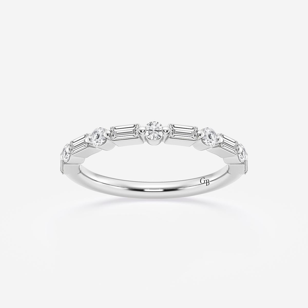 1/2 ctw Round and Baguette Lab Grown Diamond Eleven Stone Wedding Band