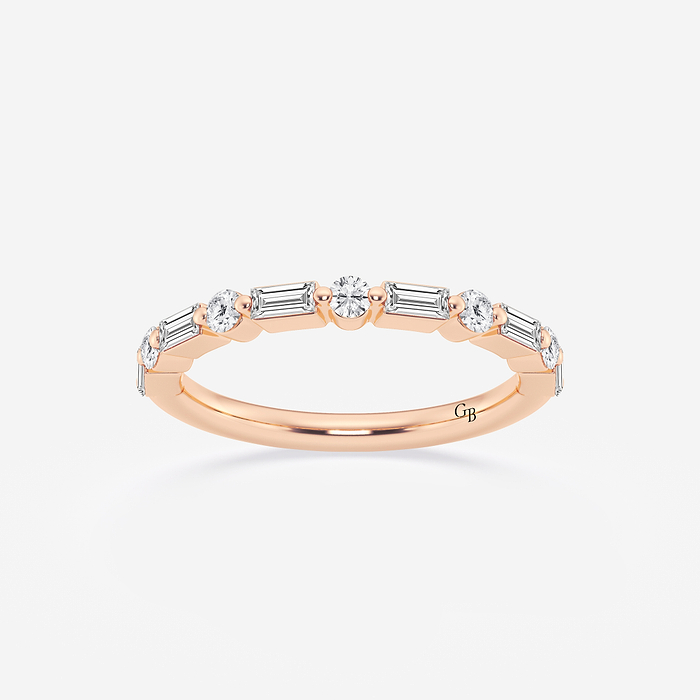 Aubrey Band - 1/2 ctw Round and Baguette Lab Grown Diamond Eleven Stone Wedding Band