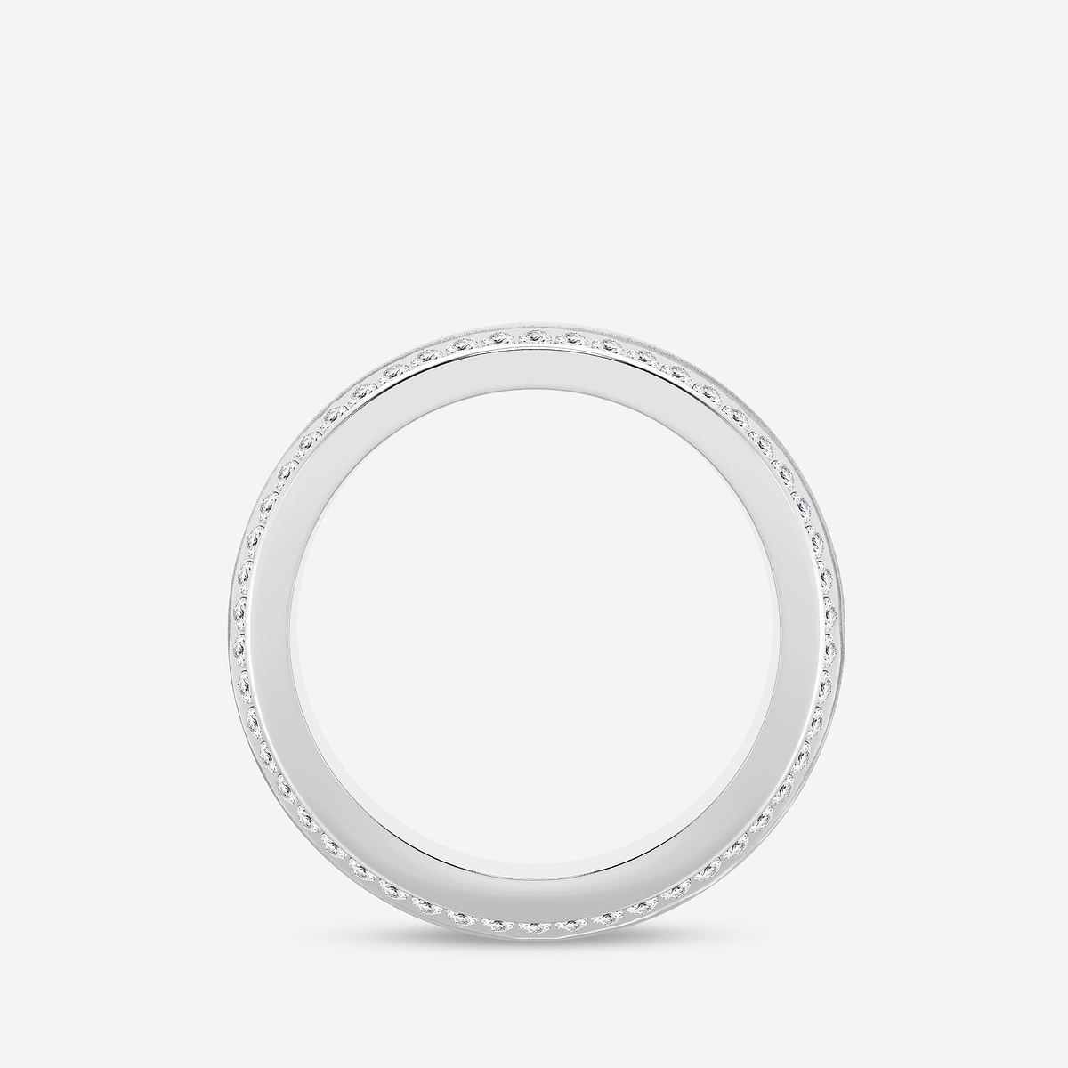 1 ctw Round Lab Grown Diamond 7mm Beveled Edge Sandblast Finish Eternity Band Platinum, F, VS2