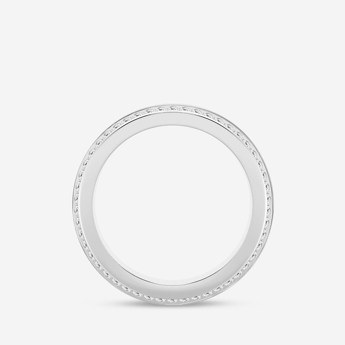 1 ctw Round Lab Grown Diamond 7mm Beveled Edge Satin Finish Eternity Band 14K White Gold, F, VS2