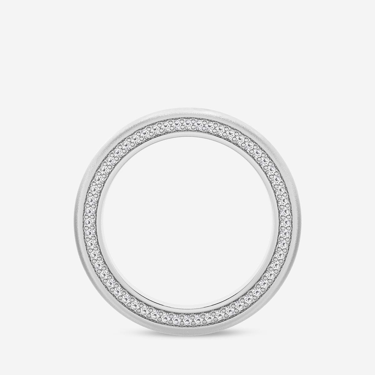 2/3 ctw Round Lab Grown Diamond 4mm Domed Sandblast Finish Eternity Band 14K White Gold, F, VS2