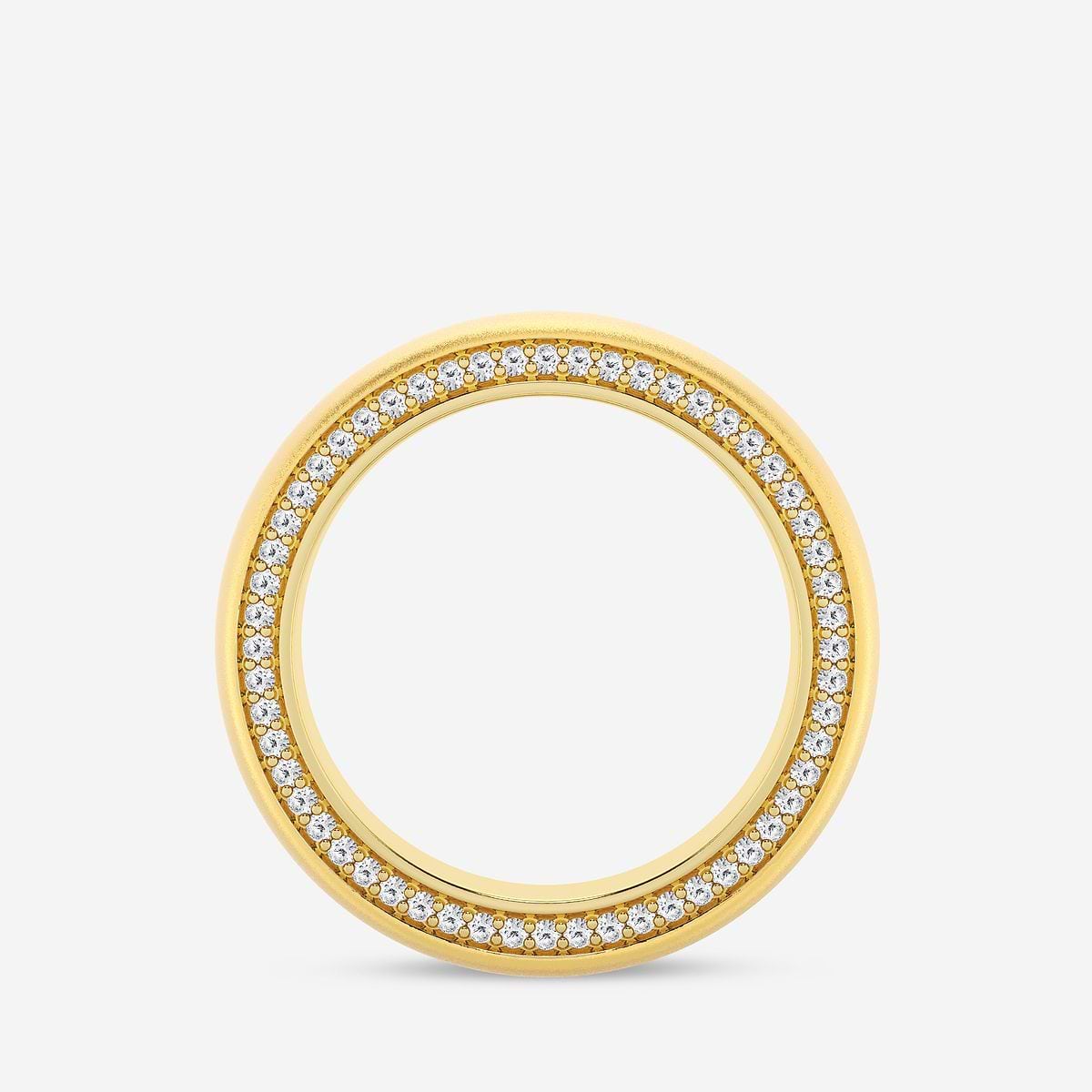 2/3 ctw Round Lab Grown Diamond 7mm Domed Sandblast Finish Eternity Band 14K Yellow Gold, F, VS2