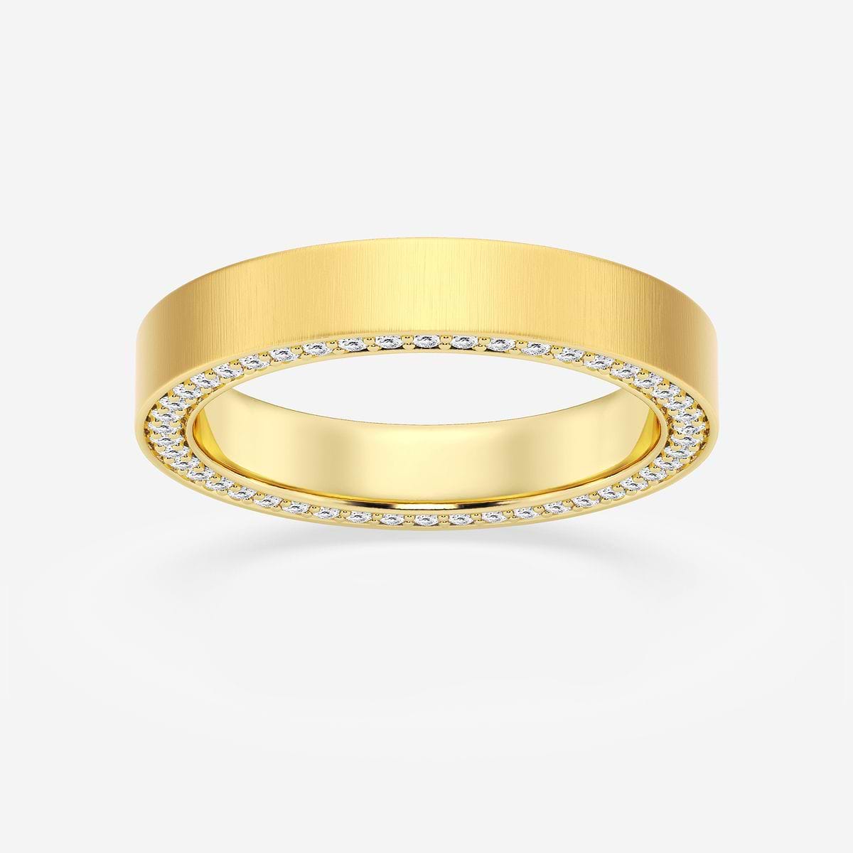 7/8 ctw Round Lab Grown Diamond 4mm Satin Finish Flat Eternity Band 14K Yellow Gold, FG, VS2+