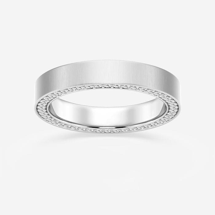 1 ctw Round Lab Grown Diamond 7mm Beveled Edge Satin Finish Eternity Band 14K White Gold, F, VS2