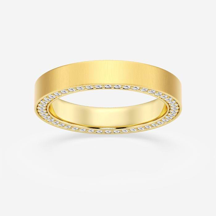 7/8 ctw Round Lab Grown Diamond 7mm Satin Finish Flat Eternity Band 14K Yellow Gold, F, VS2