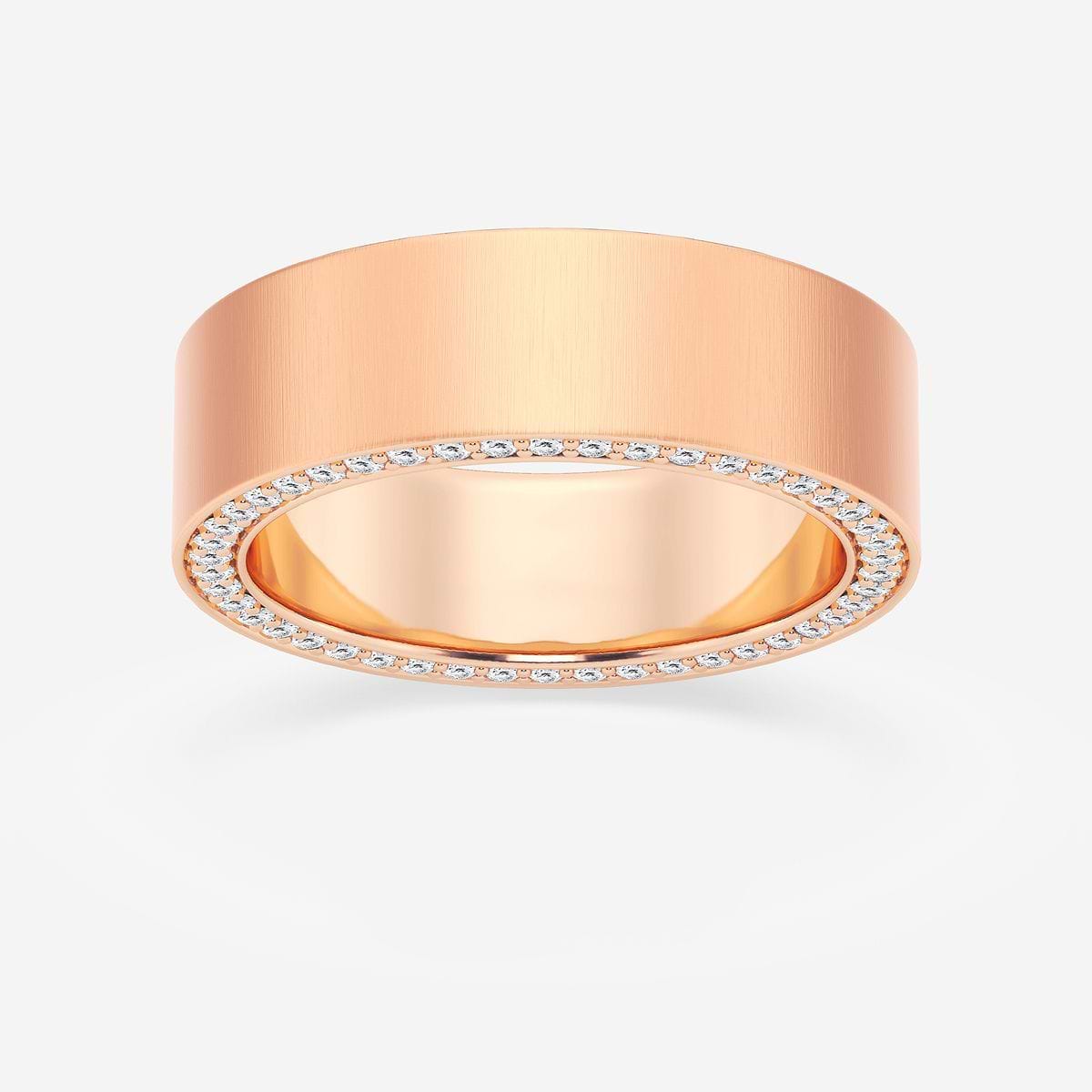 7/8 ctw Round Lab Grown Diamond 7mm Satin Finish Flat Eternity Band 14K Rose Gold, F, VS2