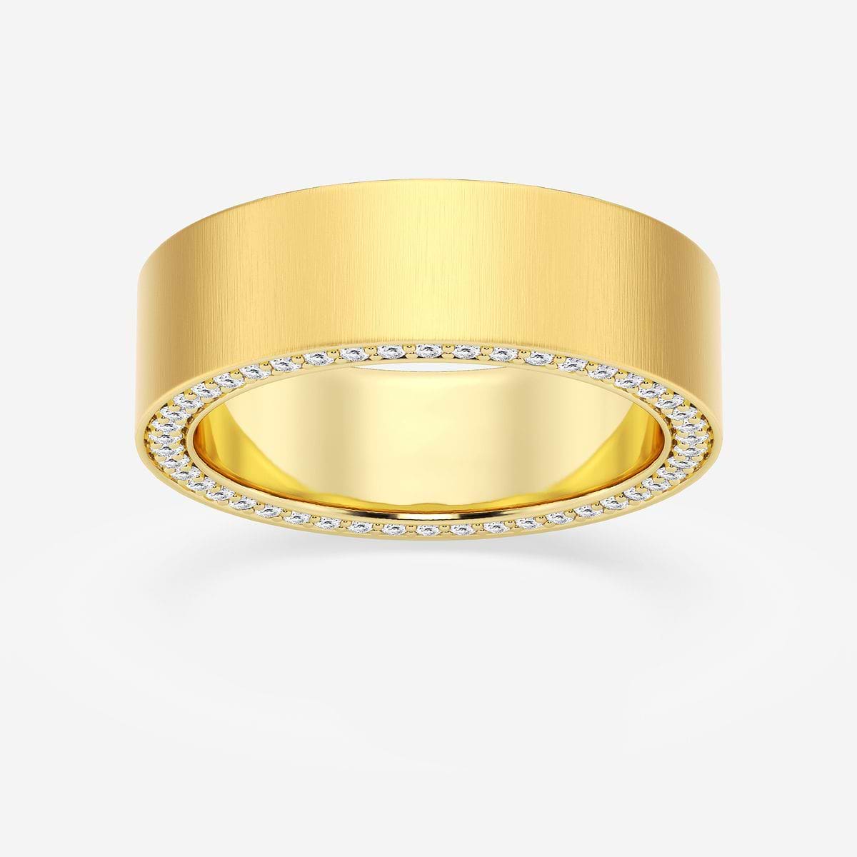 7/8 ctw Round Lab Grown Diamond 7mm Satin Finish Flat Eternity Band 14K Yellow Gold, F, VS2