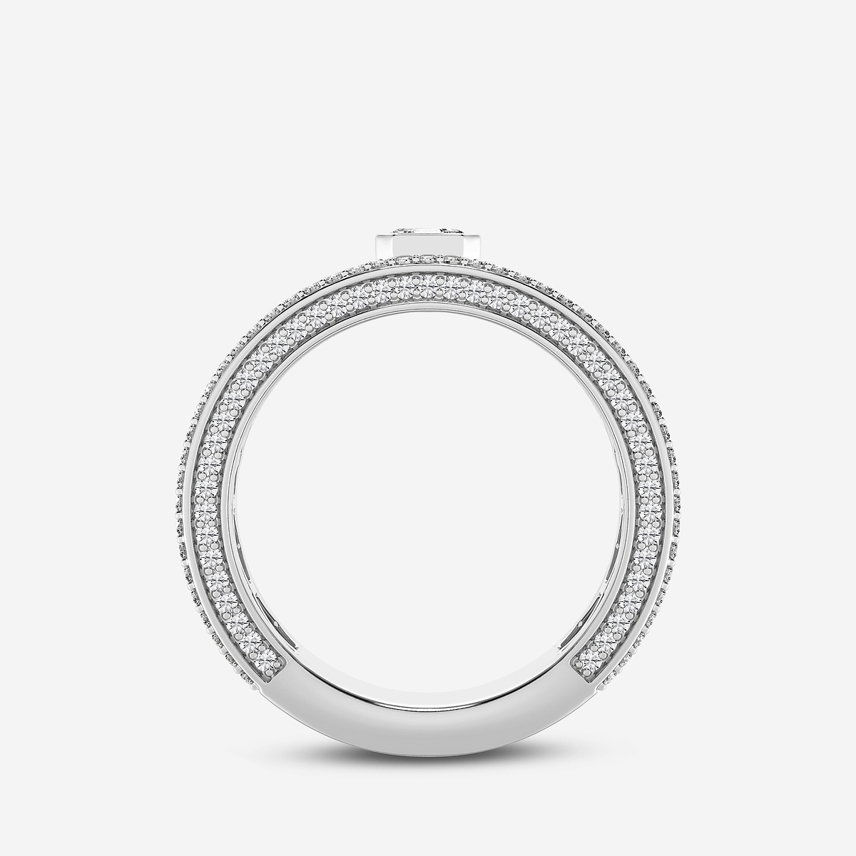 2 1/3 ctw Asscher Lab Grown Diamond Three Sided Mens Wedding Band Platinum, DE, VS1