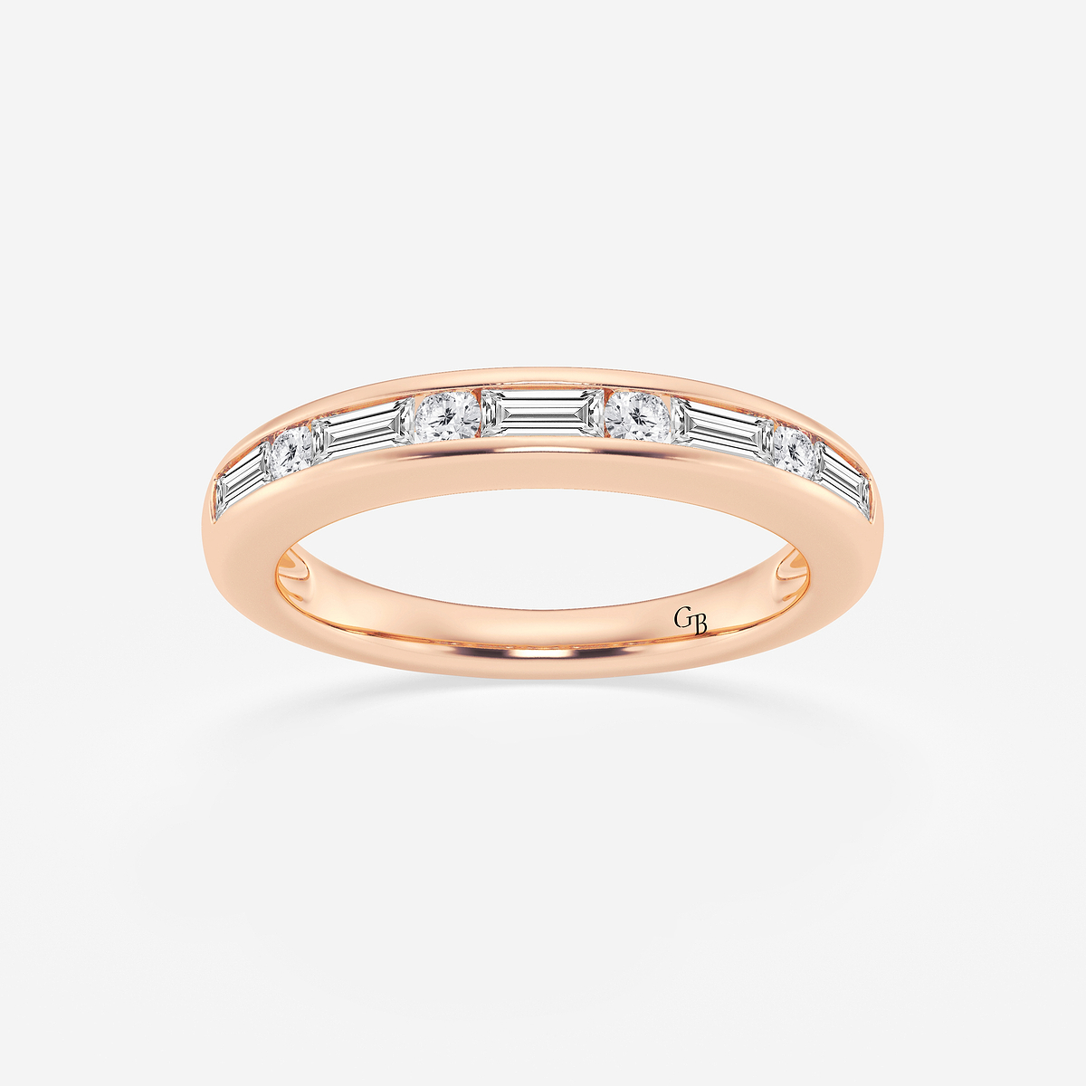 1/2 ctw Round and Baguette Lab Grown Diamond Alternating Nine Stone Anniversary Band