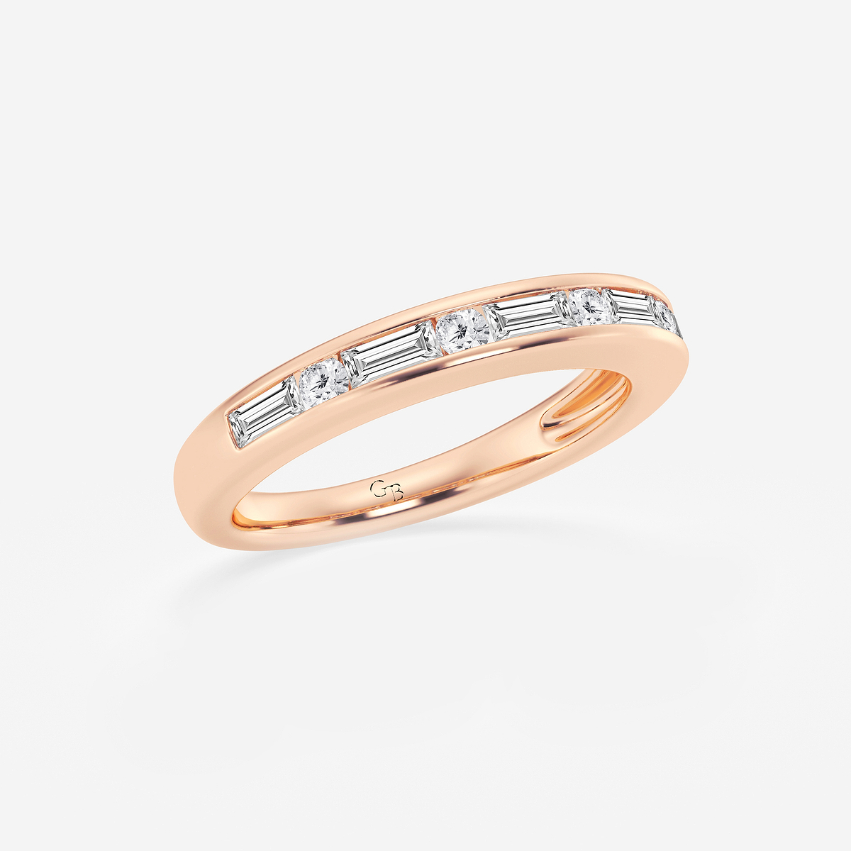 Additional Image 1 for  1/2 ctw Round and Baguette Lab Grown Diamond Alternating Nine Stone Anniversary Band