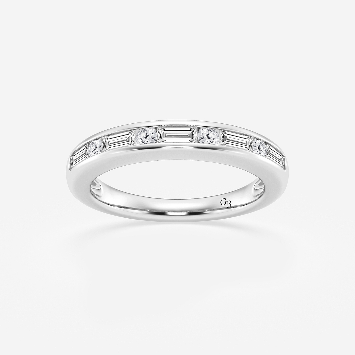 1/2 ctw Round and Baguette Lab Grown Diamond Alternating Nine Stone Anniversary Band
