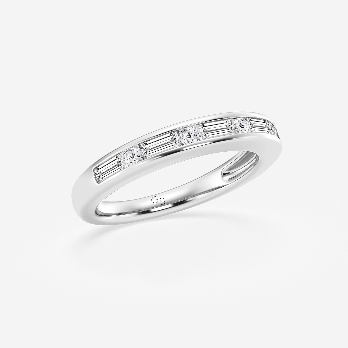Additional Image 1 for  1/2 ctw Round and Baguette Lab Grown Diamond Alternating Nine Stone Anniversary Band