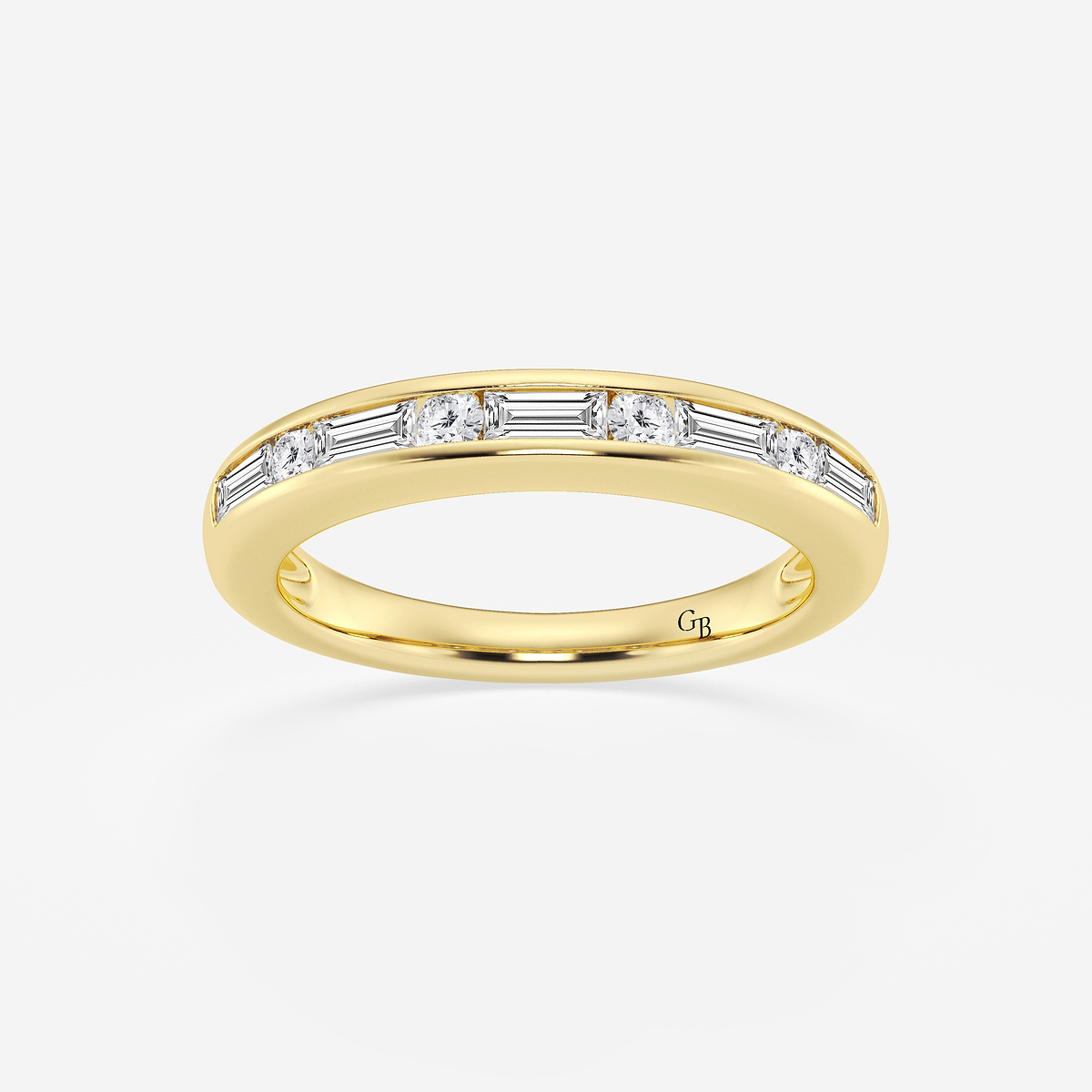 1/2 ctw Round and Baguette Lab Grown Diamond Alternating Nine Stone Anniversary Band
